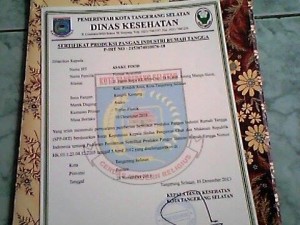 Contoh sertifikat PIRT