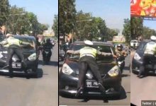 Viral! Brigadir Natan Nempel Pada Kap City Car
